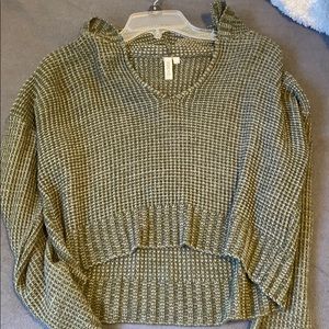 Warm knit crop top sweater(olive green)